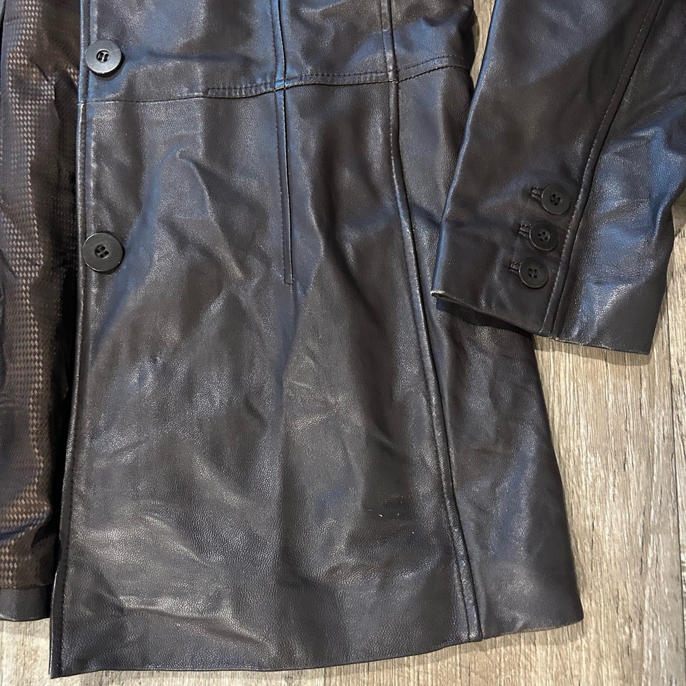 Worthington dark brown genuine leather jacket winter grunge goth - Picture 2 of 11
